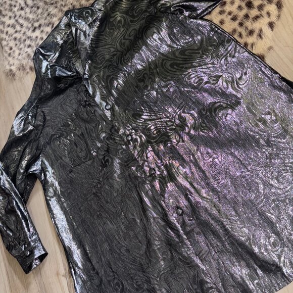 Vintage Silver Metallic Paisley Motif Blouse - Picture 6 of 9